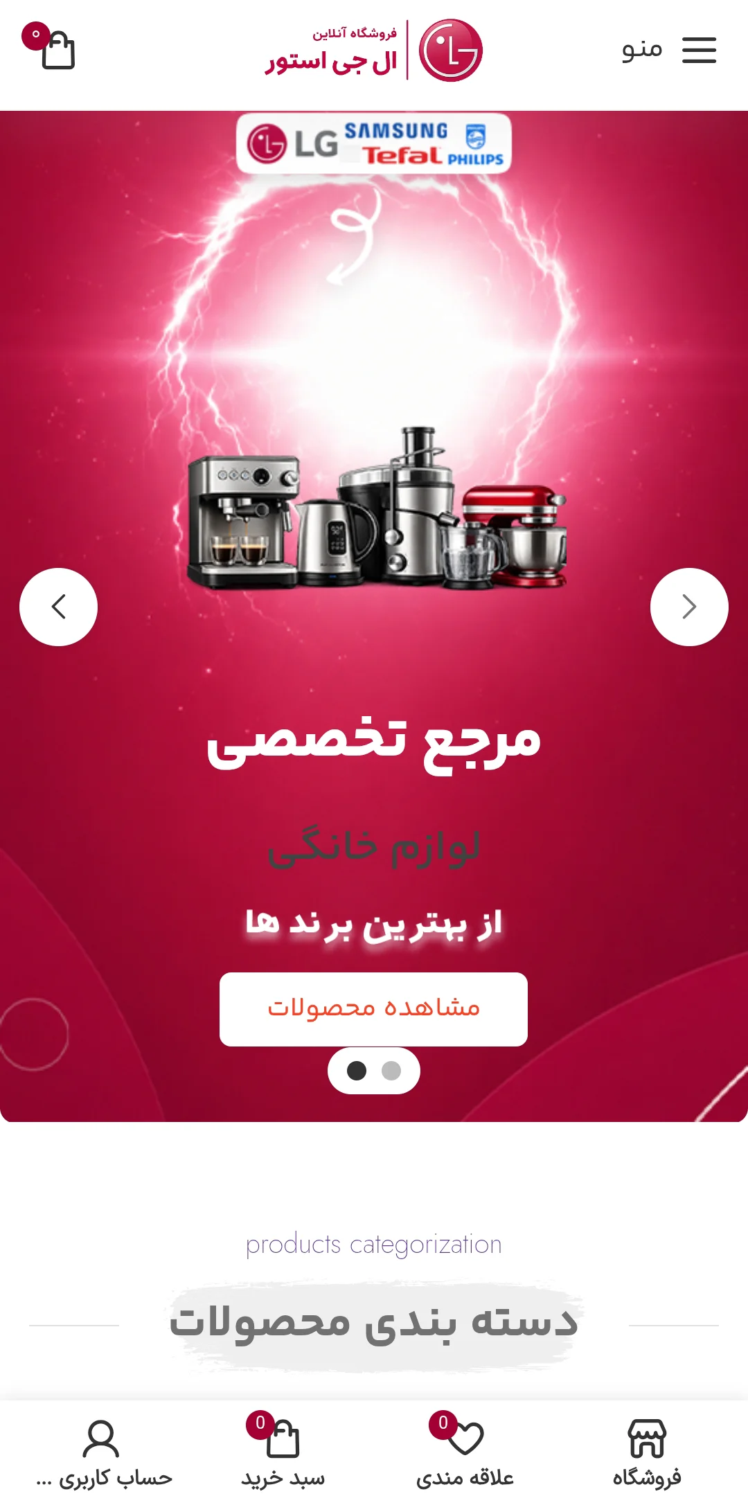 نمونه کار طراحی سایت ال جی استور